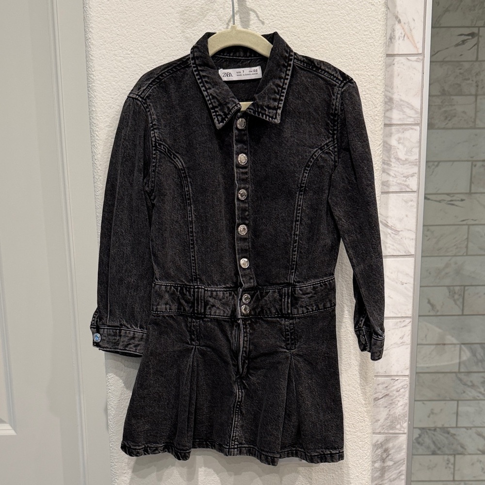 Zara Charcoal Denim Button-Up Dress